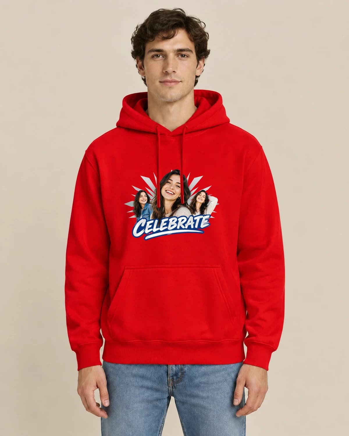 Celebration Photo Headliner, men's styling of the same unisex hoodie