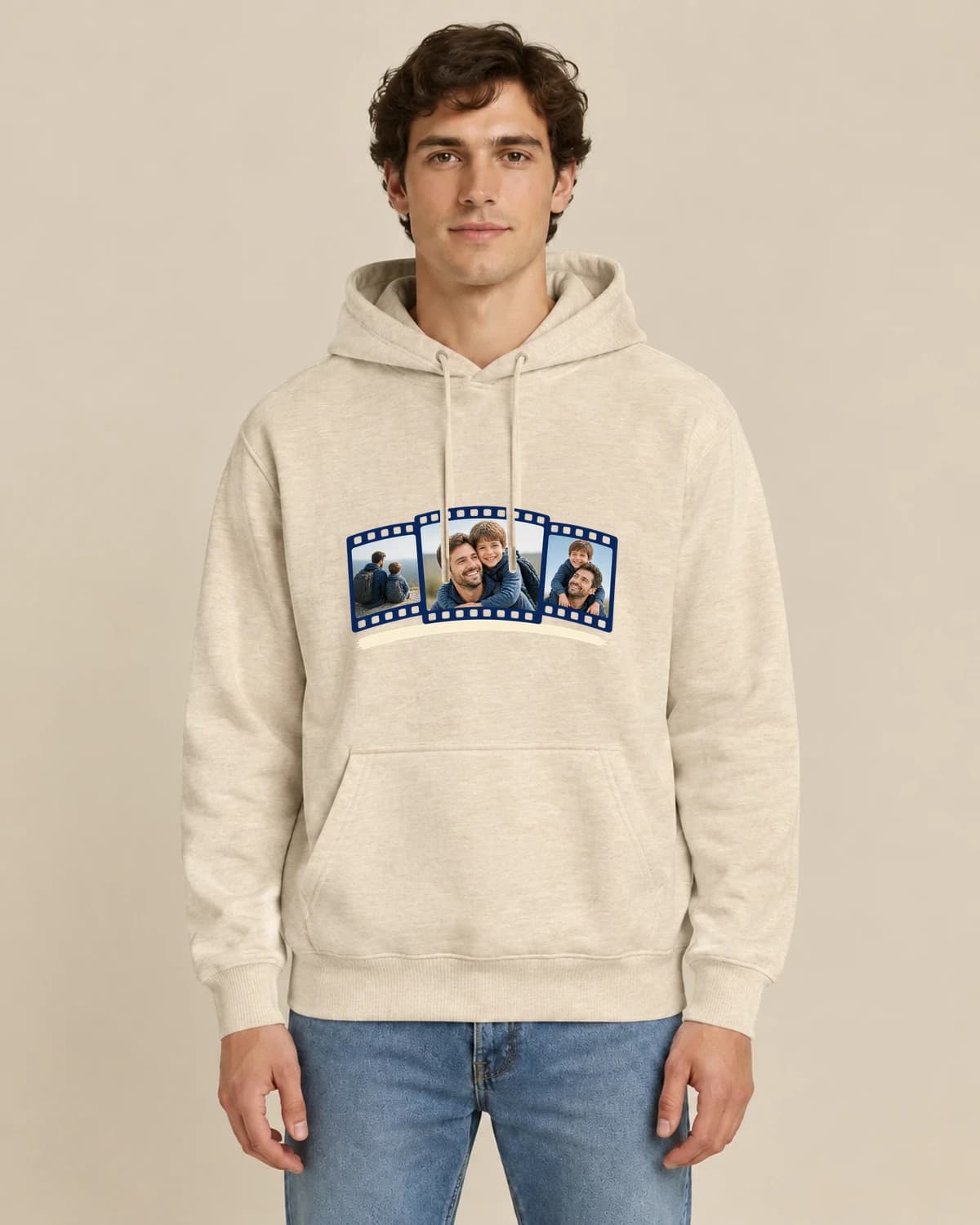 Fathers Day Photo Reel, men's styling of the same unisex hoodie