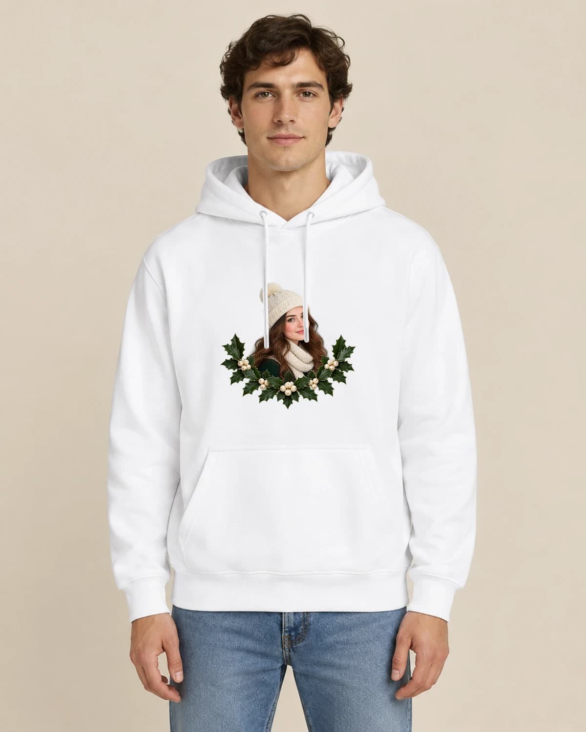 Christmas Winter Muse, men's styling of the same unisex hoodie