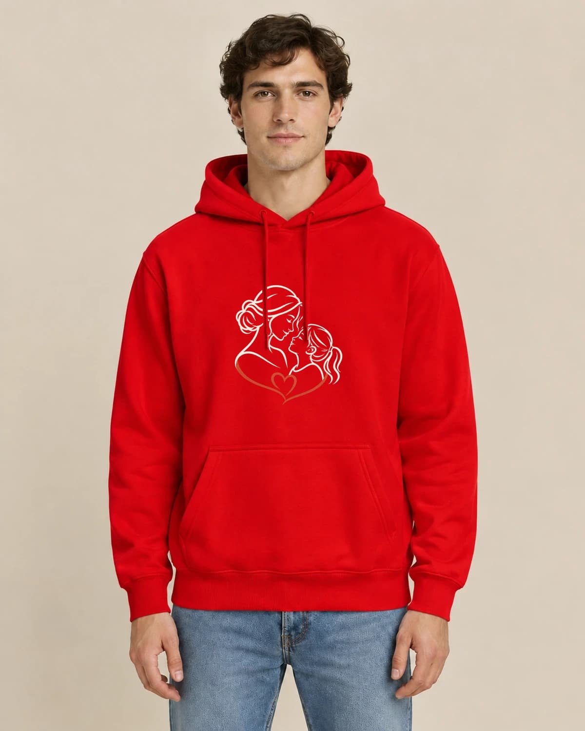 Personalized Mom Hoodies With Pictures: Mothers Day Ink Heart hoodie design; Red styling
