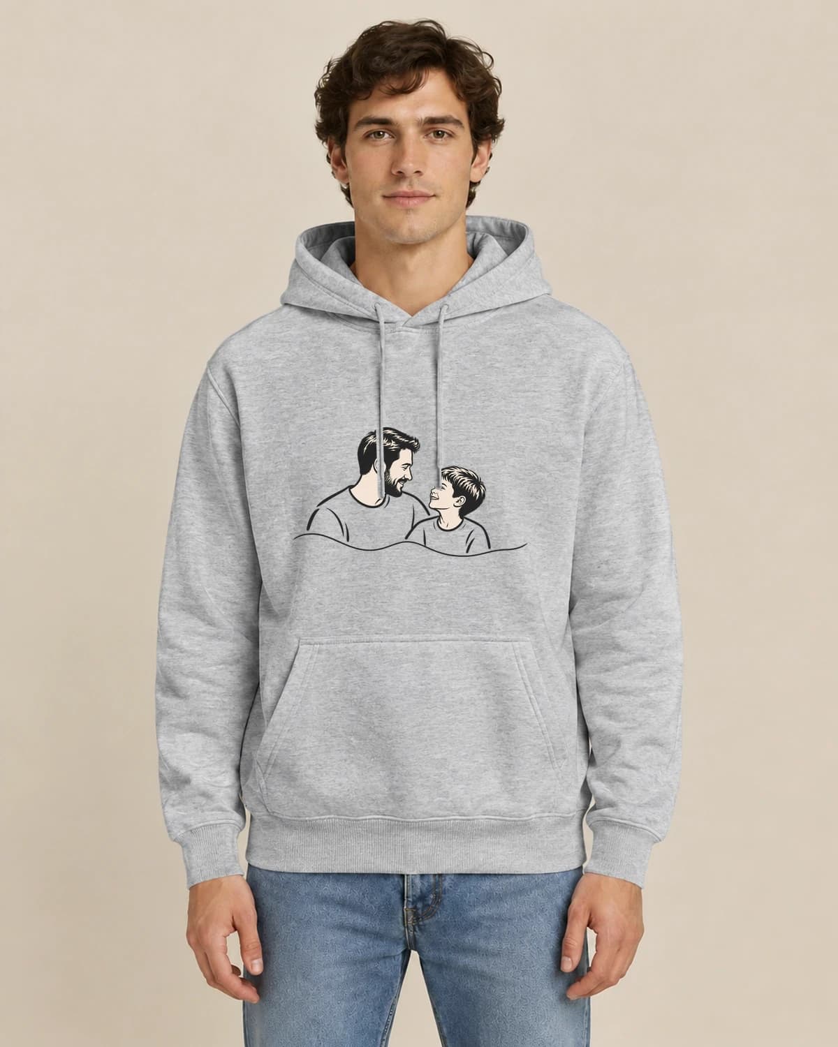 Fathers Day Ink Bond, men's styling of the same unisex hoodie