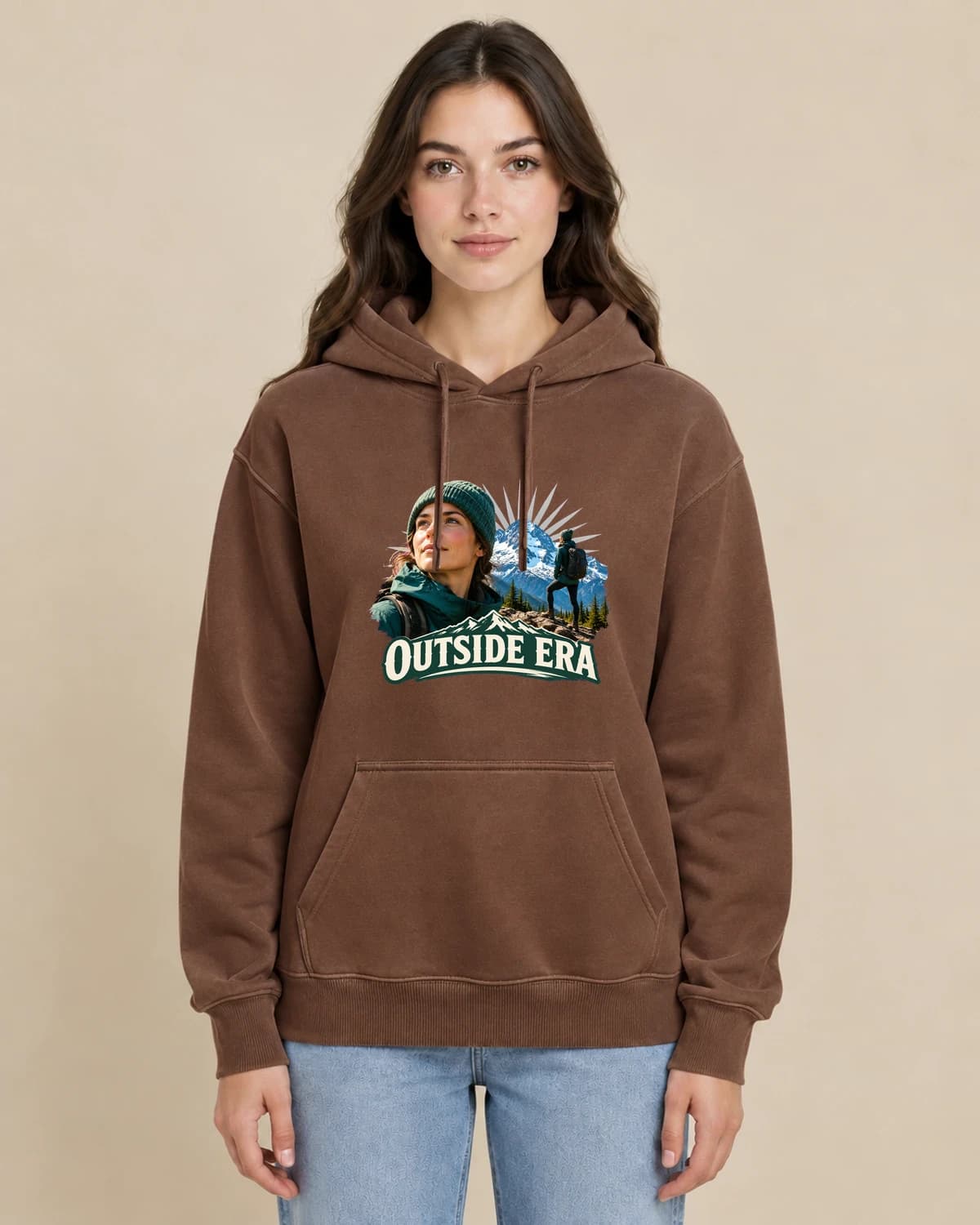 Mountain Mainstage on a woman wearing the classic unisex pullover; illustrative styling