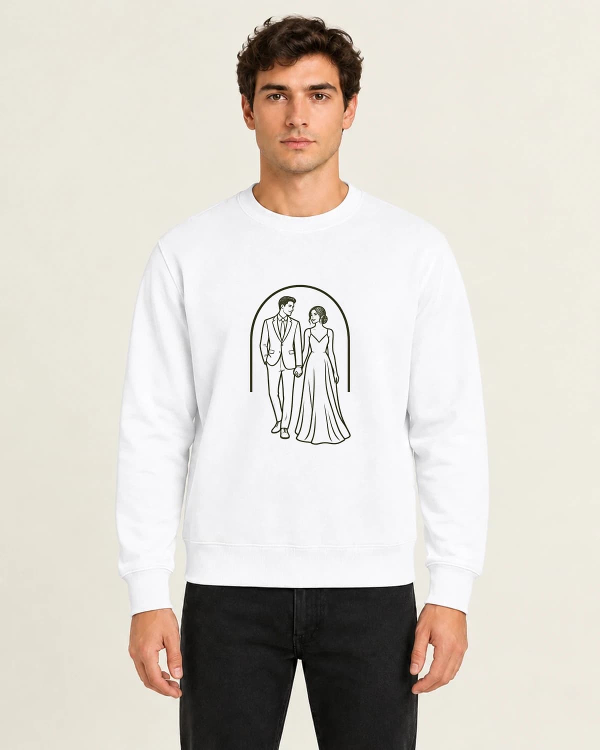 Wedding Day Open Arch, men's 260gsm White; illustrative styling