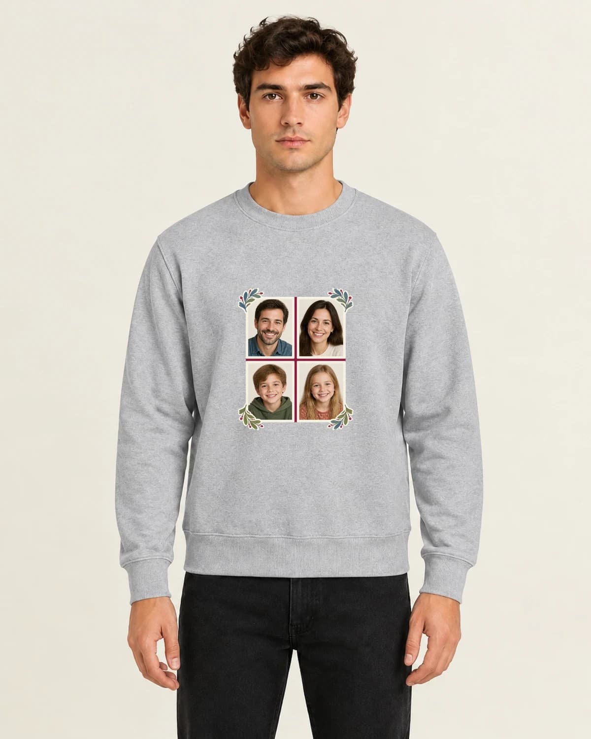 Four Faces Reunion Press, men's 260gsm Gray; illustrative styling