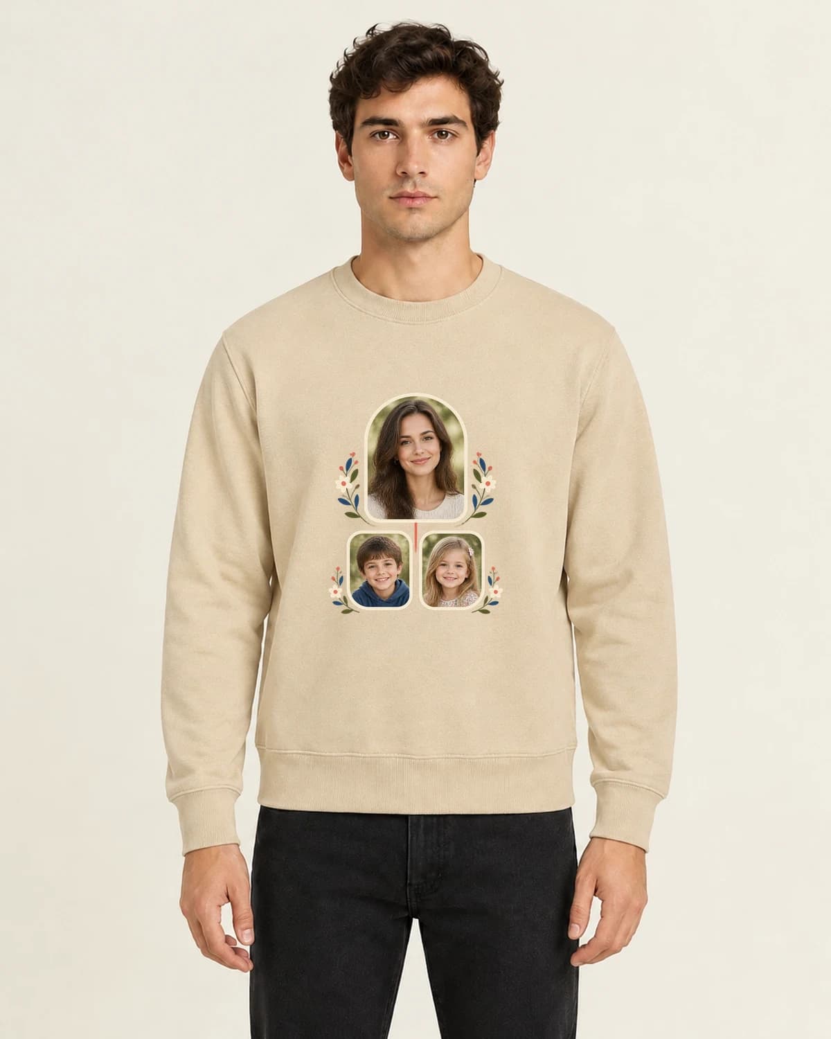 Her Two Favorite Faces, men's 260gsm Sand; illustrative styling
