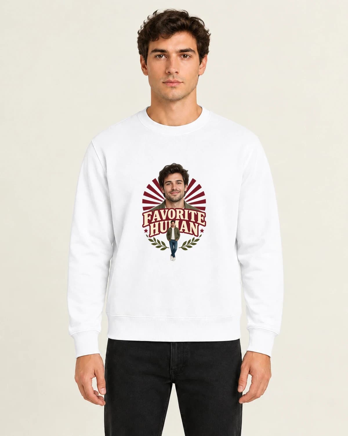 Favorite Human Solo Release, men's 260gsm White; illustrative styling