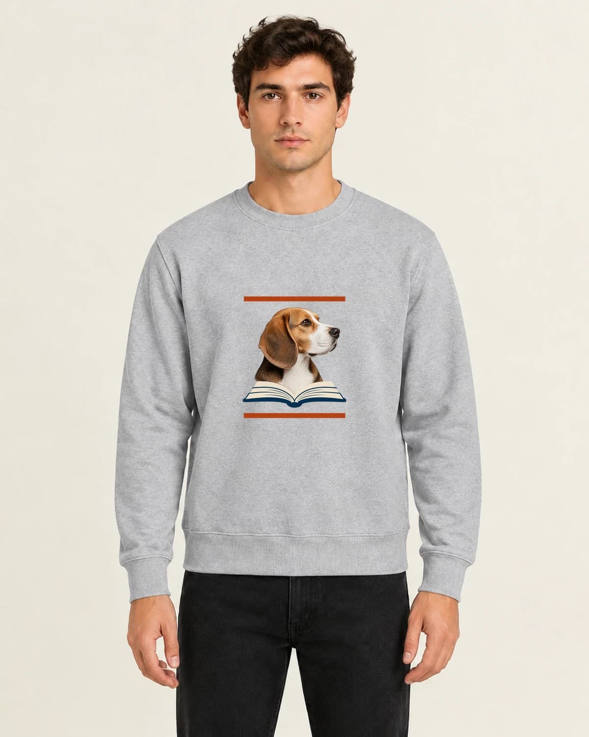 The Hound Reading Room, men's 260gsm Gray; illustrative styling