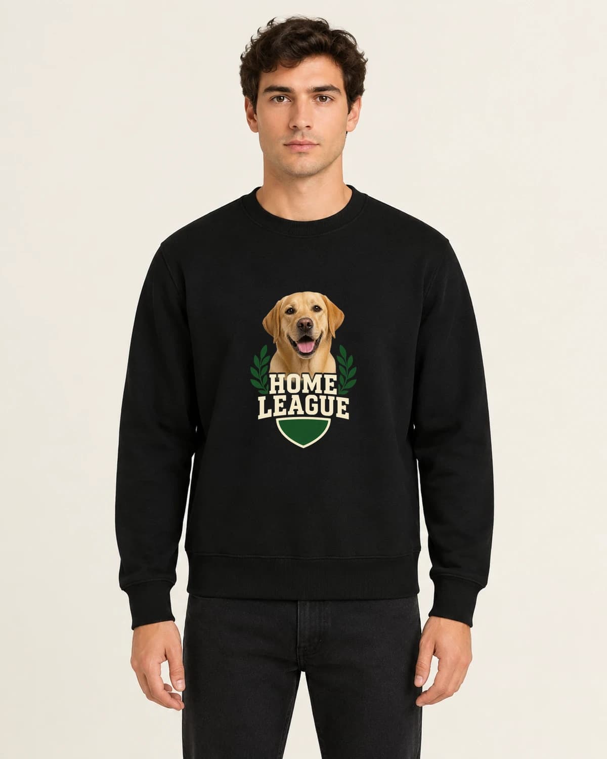 Labrador Home League, men's 260gsm Black; illustrative styling