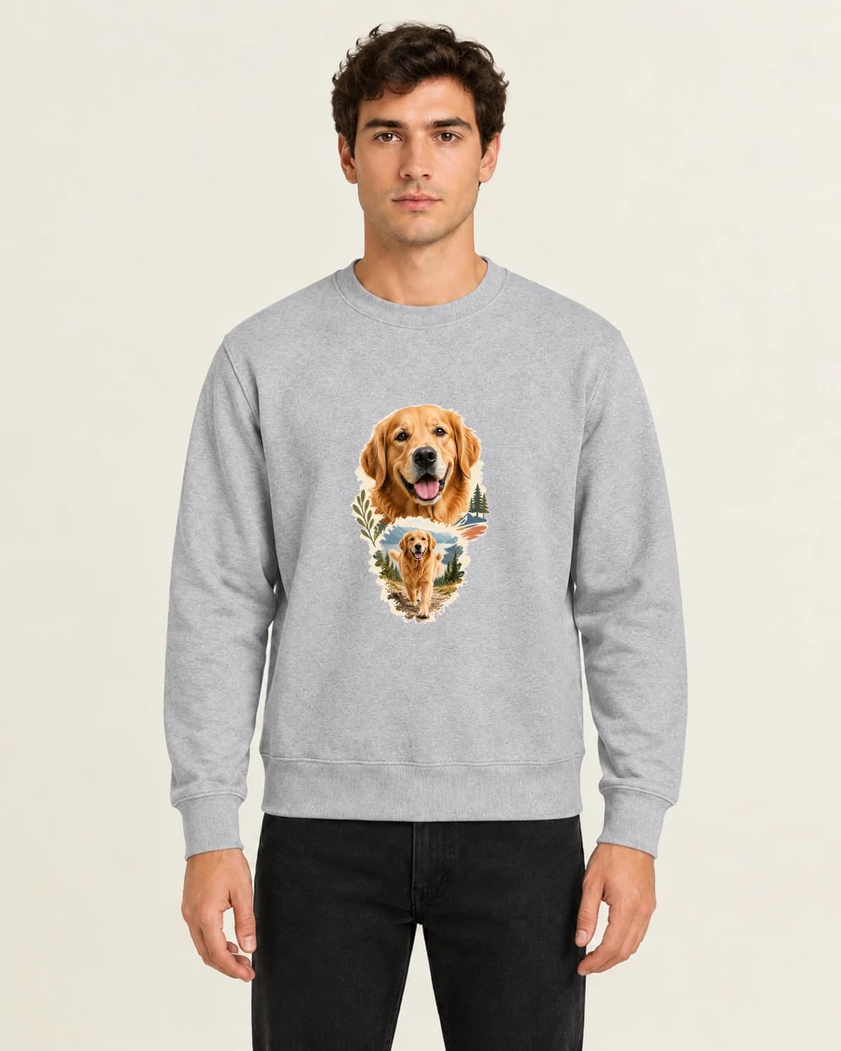 Dog Years Double Exposure, men's 260gsm Gray; illustrative styling