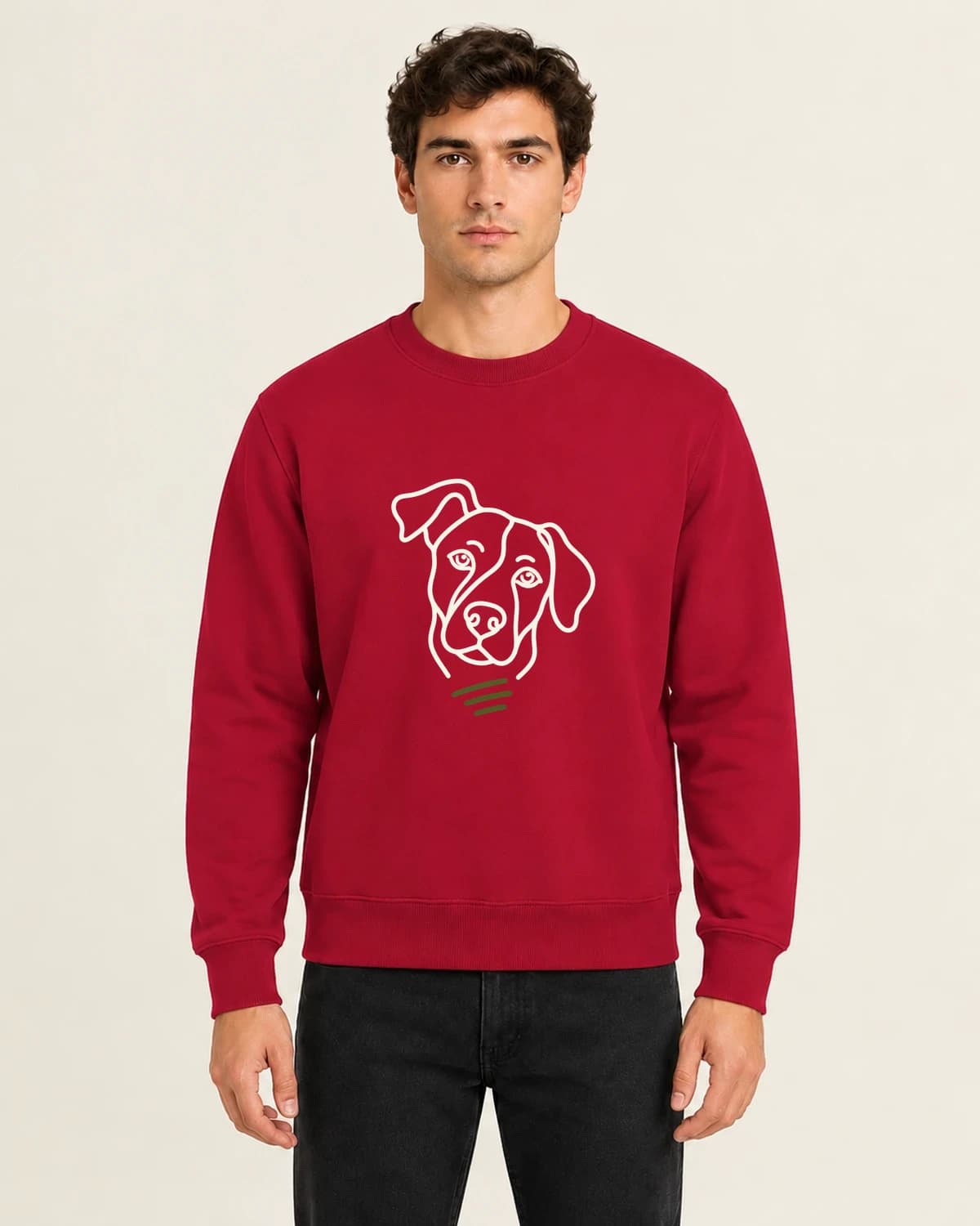 Dog Dad Photo Sweatshirts: Dog Ear Study on men's crewneck; illustrative styling