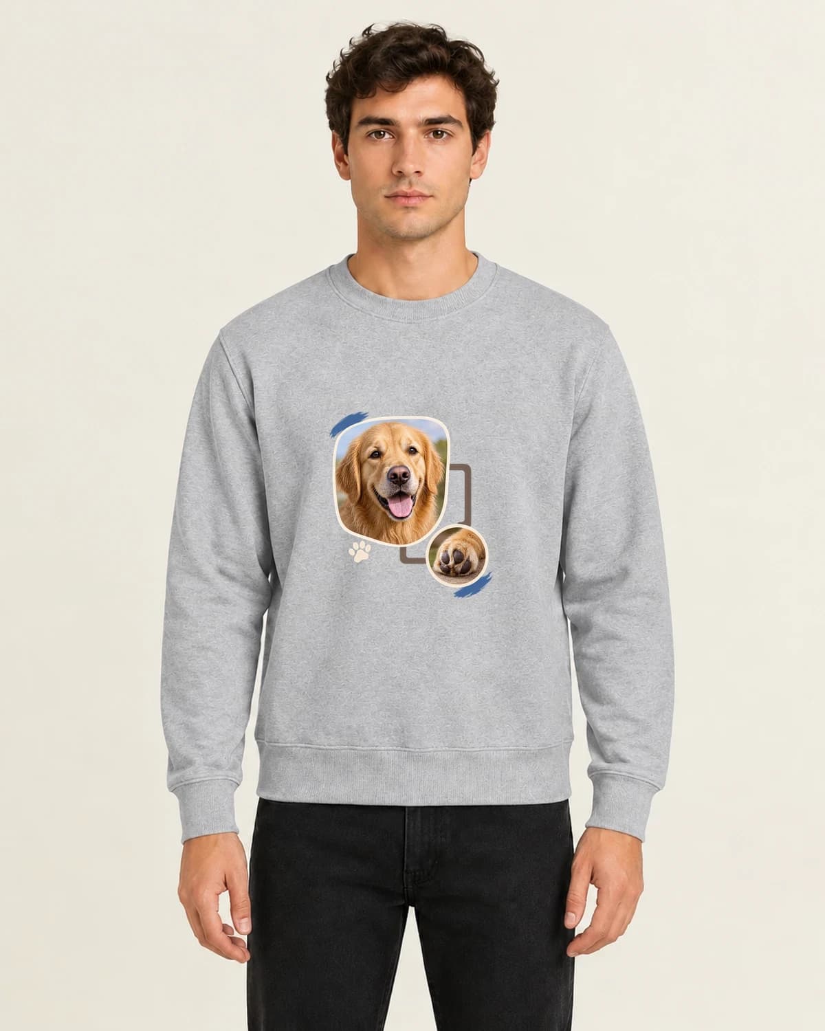 My Dog Contact Print, men's 260gsm Gray; illustrative styling