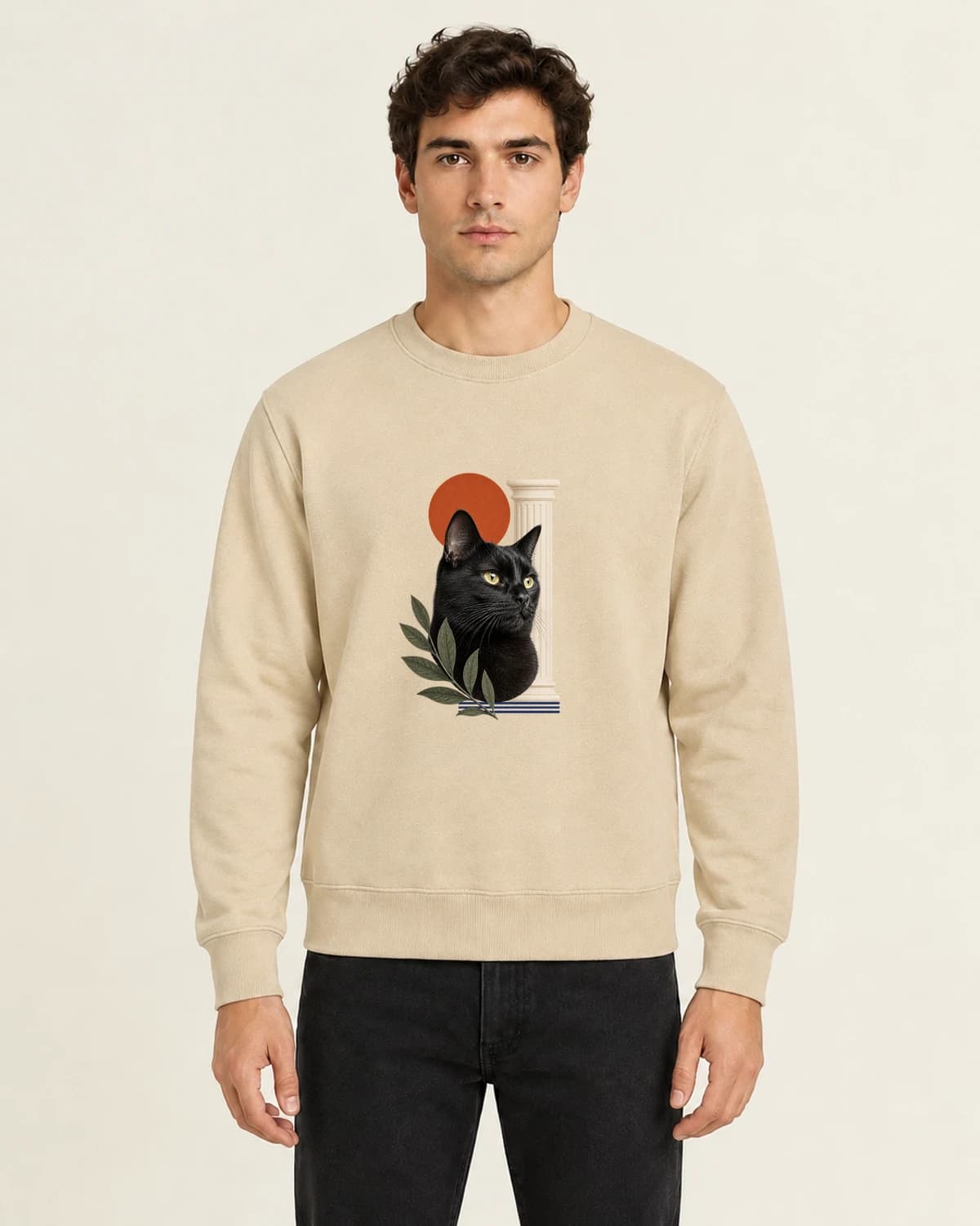 Velvet Paw Press, men's 260gsm Sand; illustrative styling