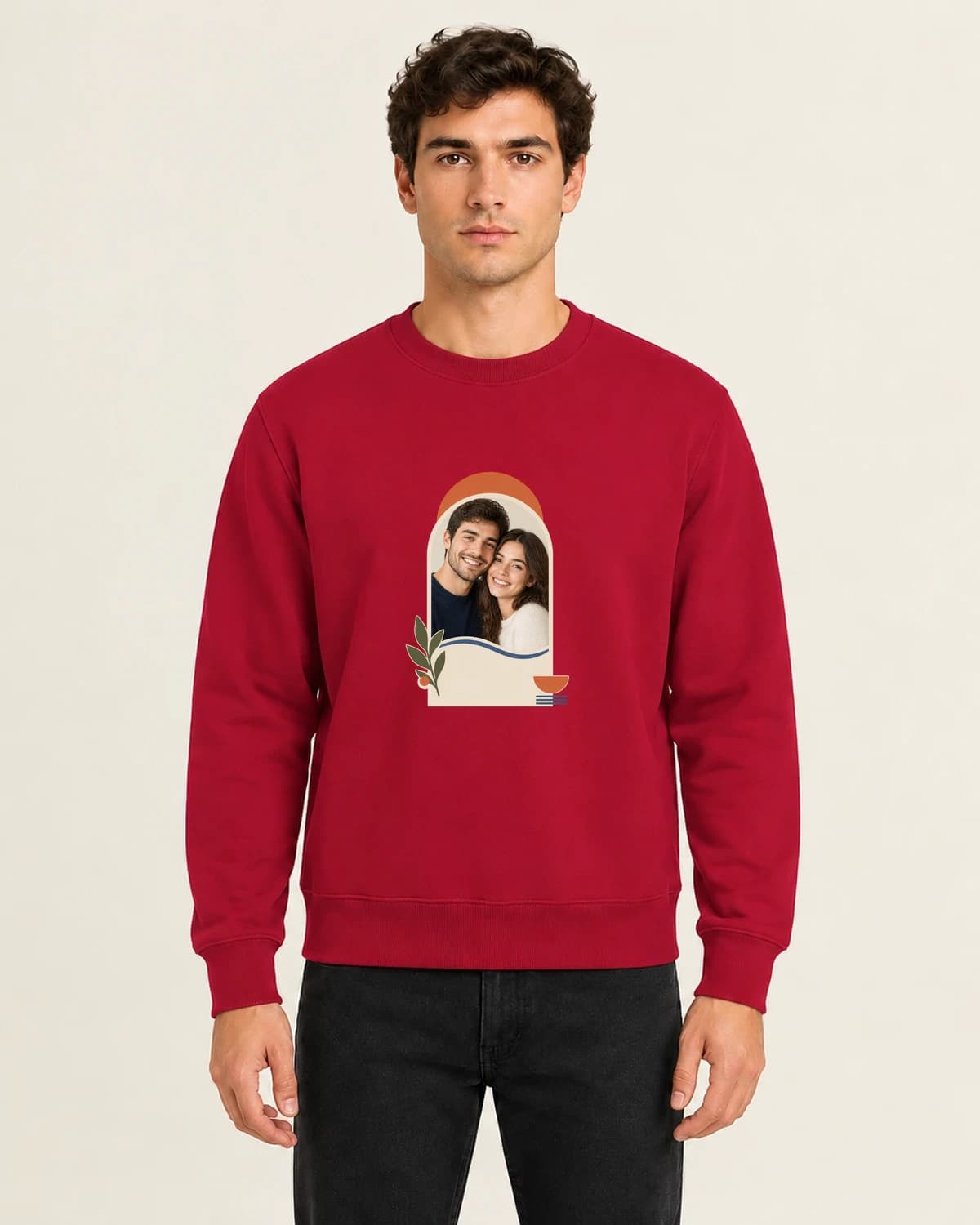 Our First Frame, men's 260gsm Red; illustrative styling