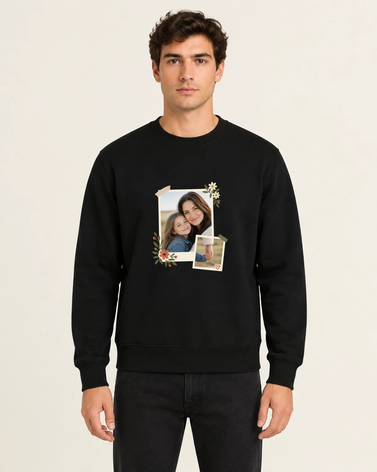 The Mom Camera Roll, men's 260gsm Black; illustrative styling
