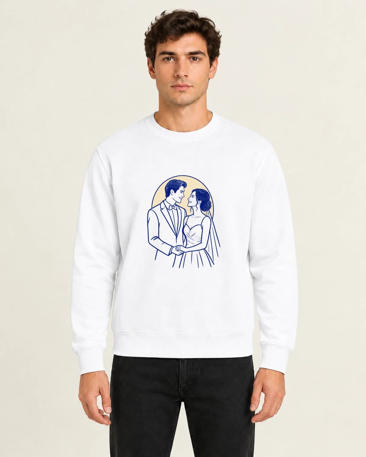 Vow Line Silhouettes, men's 260gsm White; illustrative styling