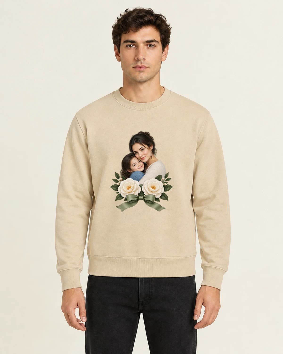 Mama Garden Embrace, men's 260gsm Sand; illustrative styling