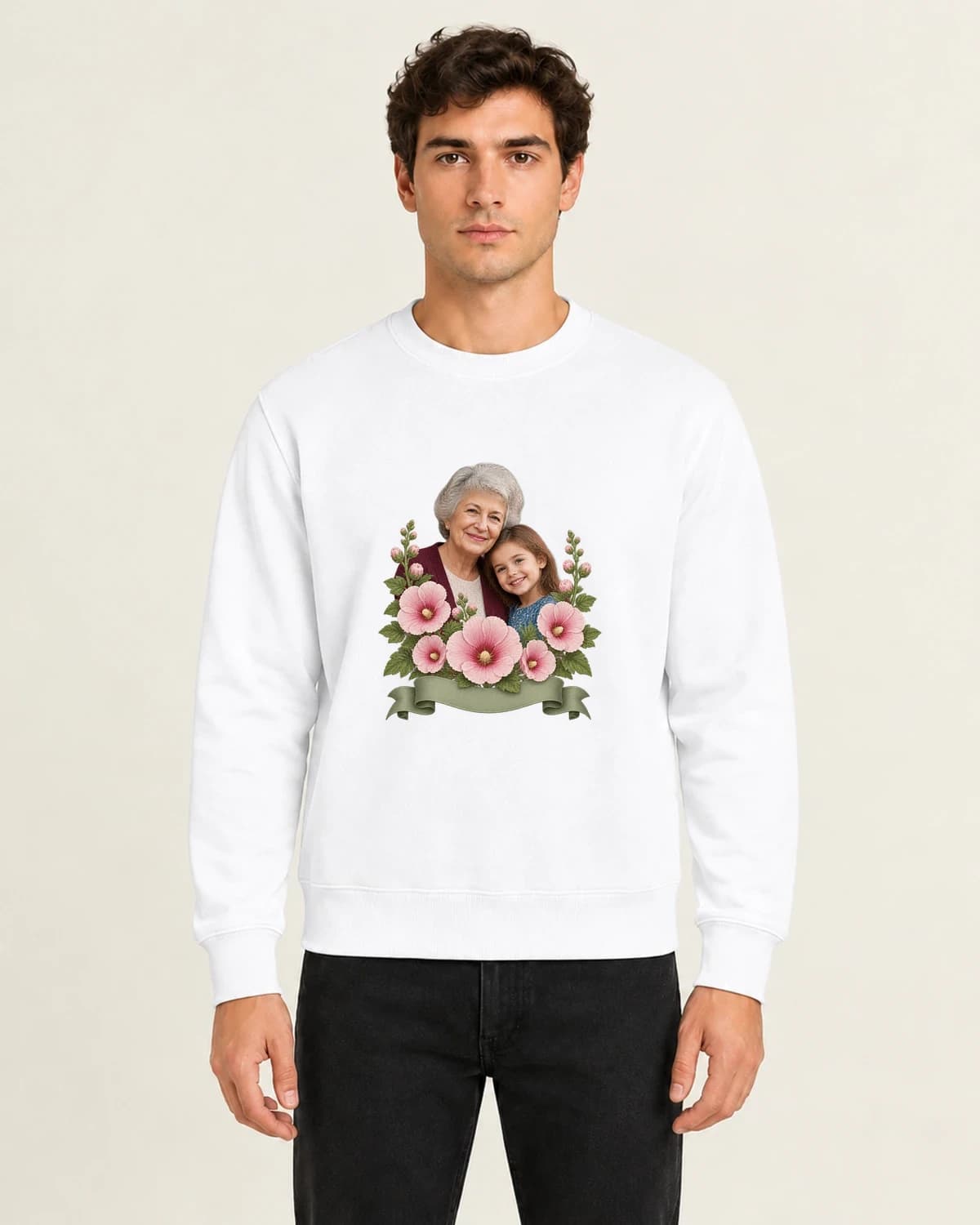 Grandmas Garden Window, men's 260gsm White; illustrative styling
