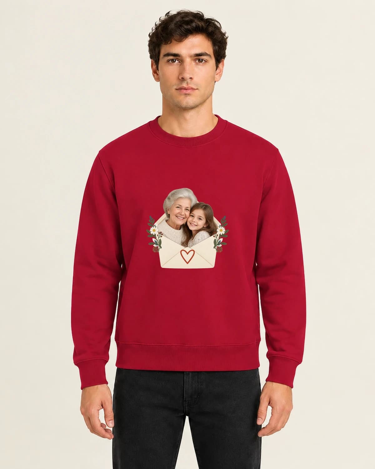 Nana Memory Letter, men's 260gsm Red; illustrative styling