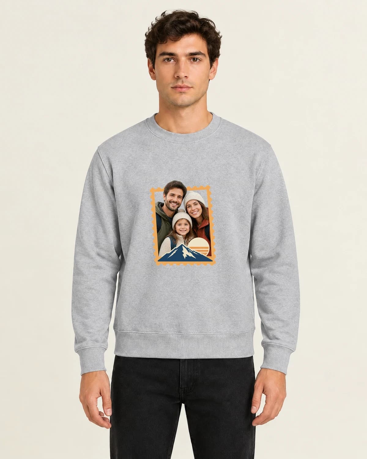 Home People Travel Stamp, men's 260gsm Gray; illustrative styling