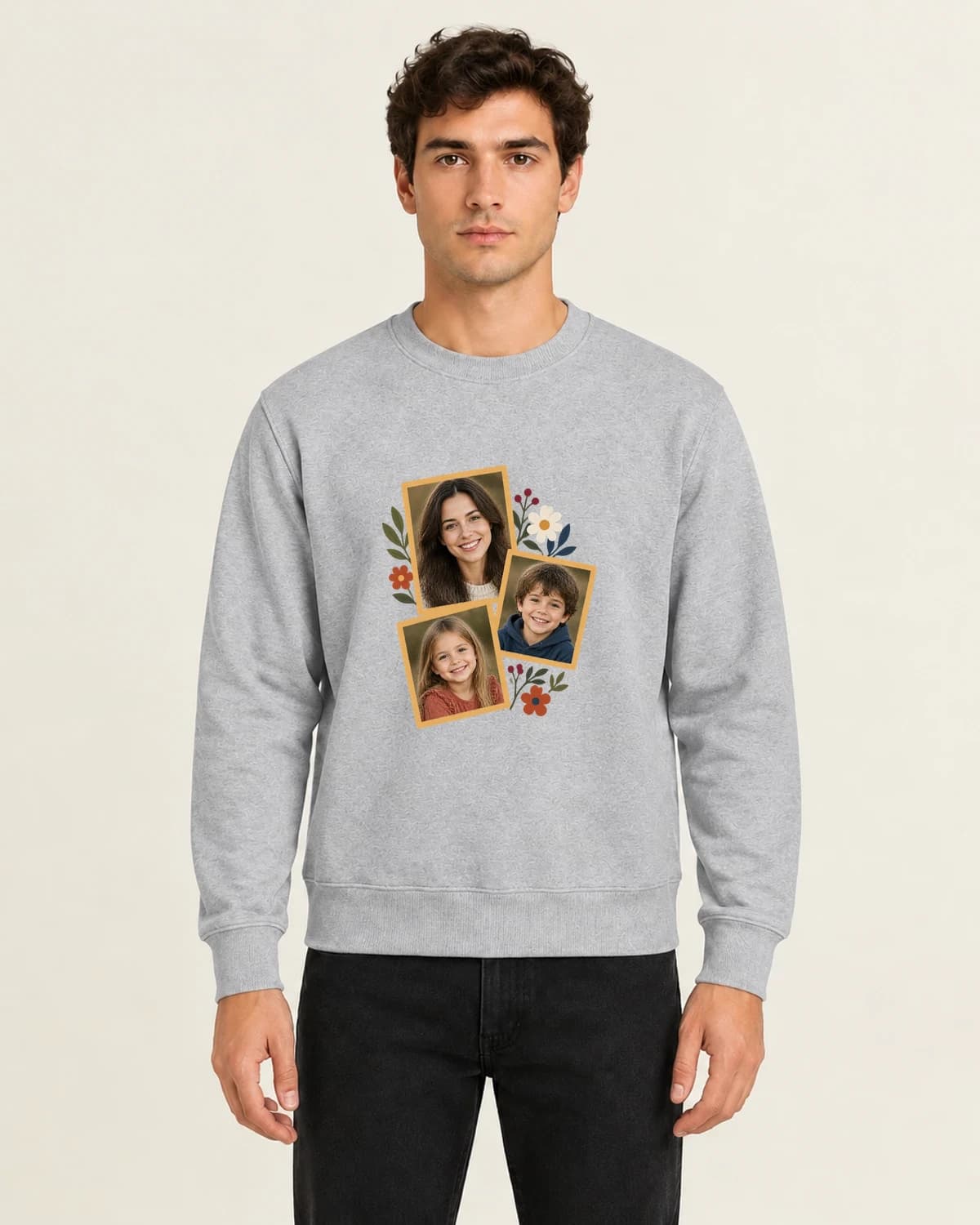 The Mom Photo Quilt, men's 260gsm Gray; illustrative styling