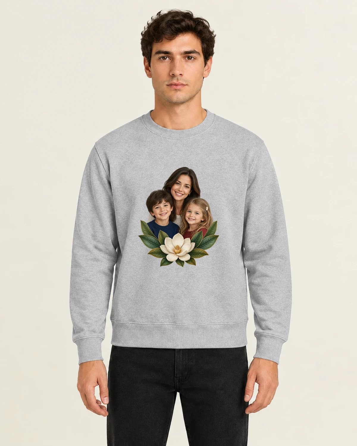 Mom Garden Trio Letter, men's 260gsm Gray; illustrative styling