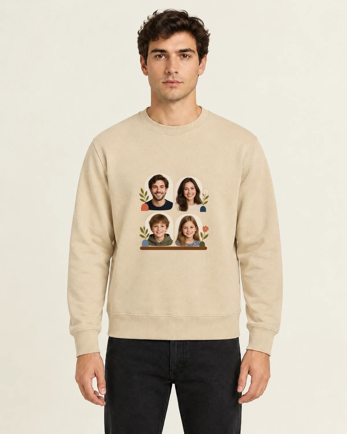 Our People Quiet Windows, men's 260gsm Sand; illustrative styling
