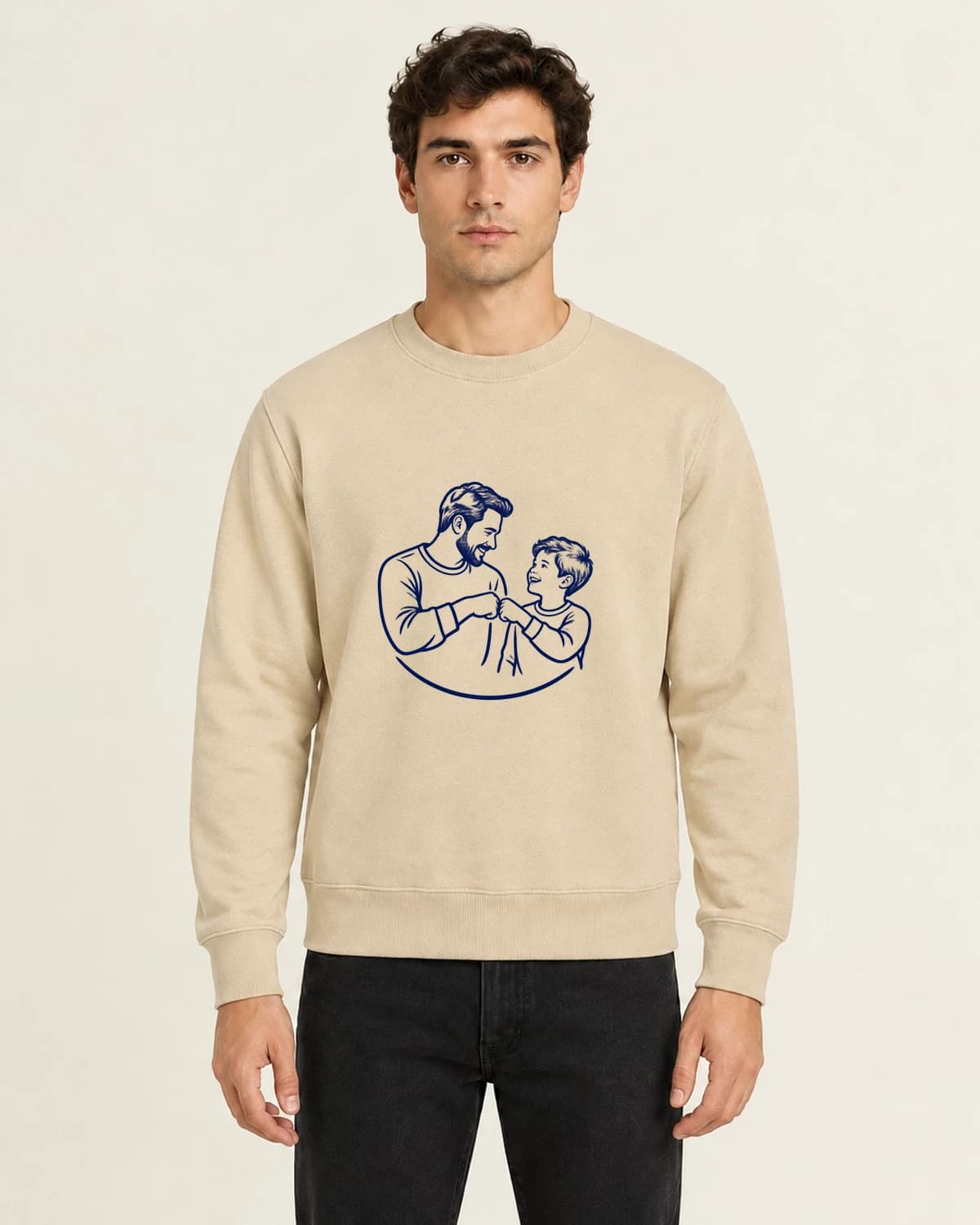 Dad And Me Ink Bond, men's 260gsm Sand; illustrative styling