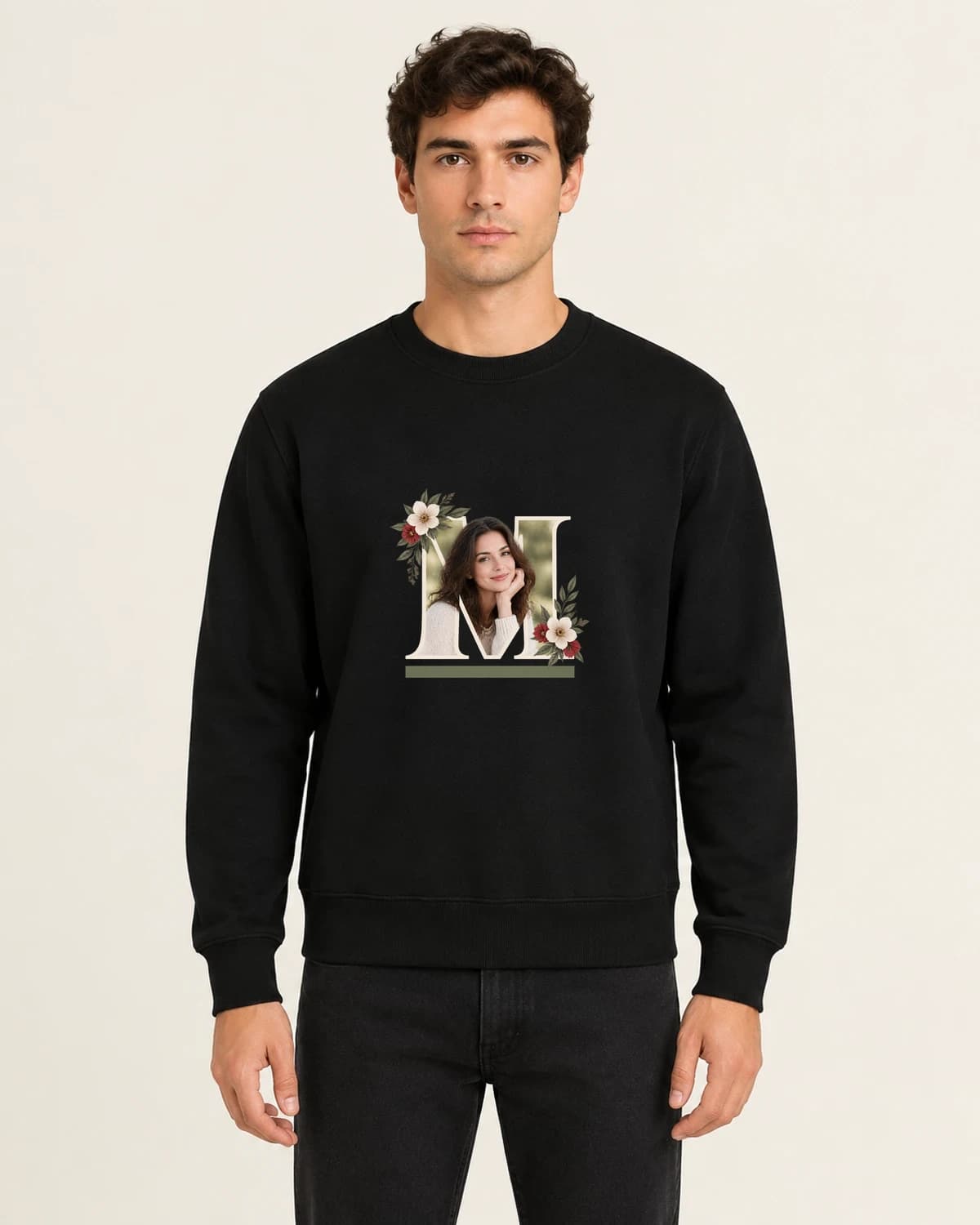 Gentle Memory Photo Letter, men's 260gsm Black; illustrative styling