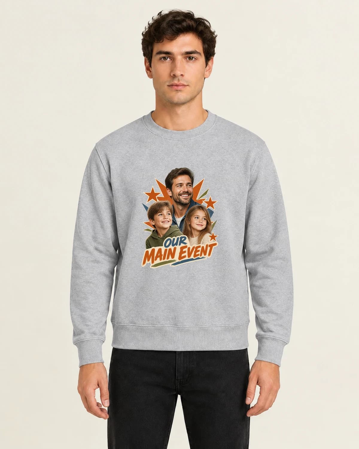 Dad People Main Event, men's 260gsm Gray; illustrative styling