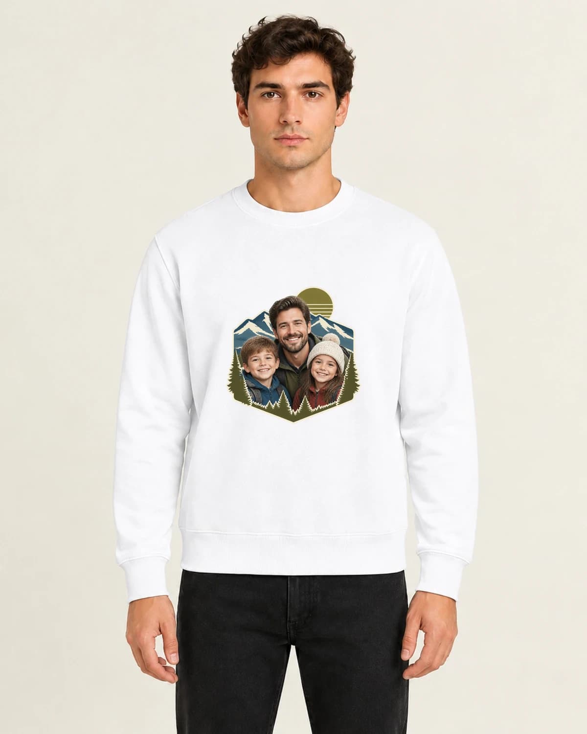 Fatherhood Trail Trio, men's 260gsm White; illustrative styling