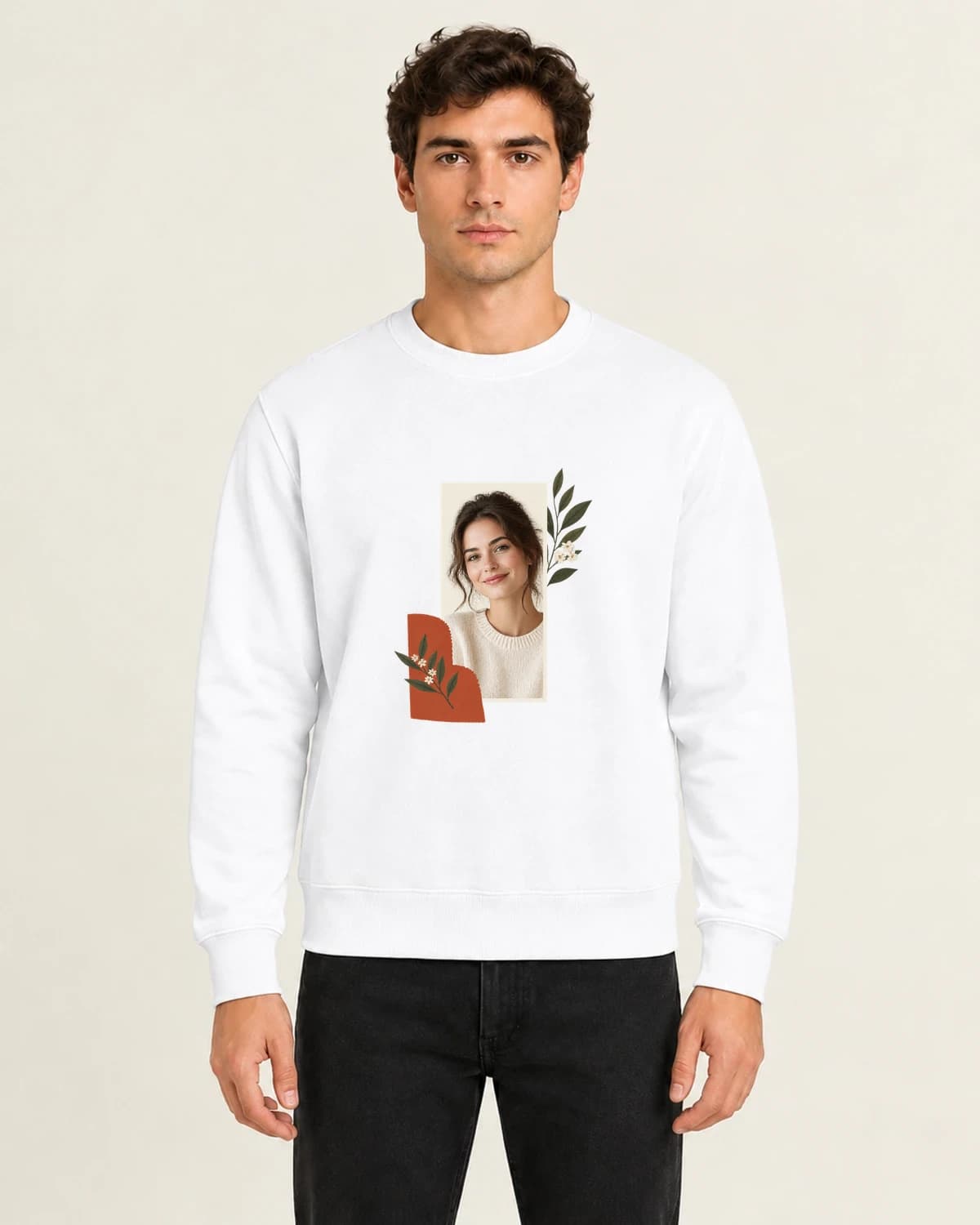 The Face We Remember, men's 260gsm White; illustrative styling