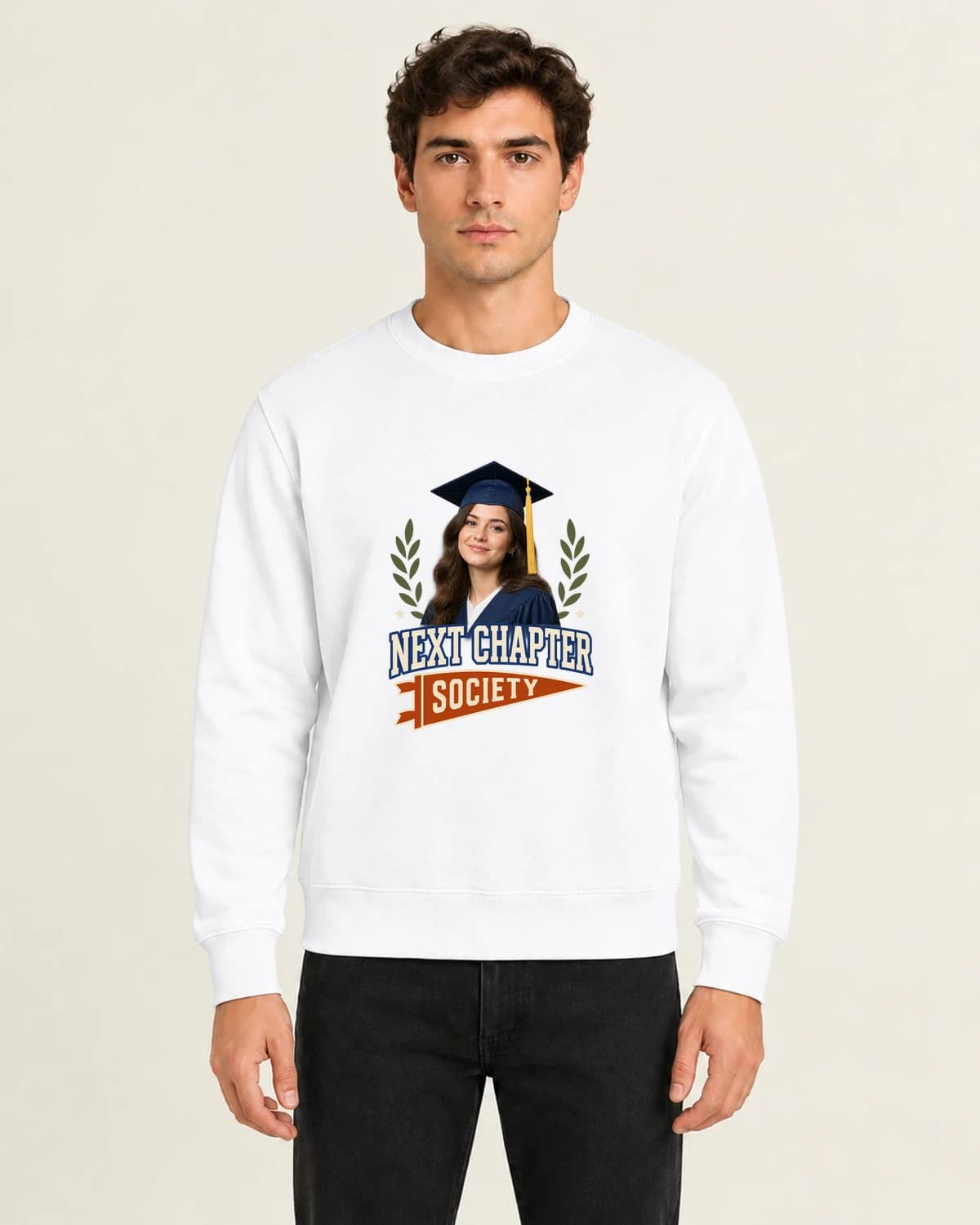 Graduate Class Society, men's 260gsm White; illustrative styling