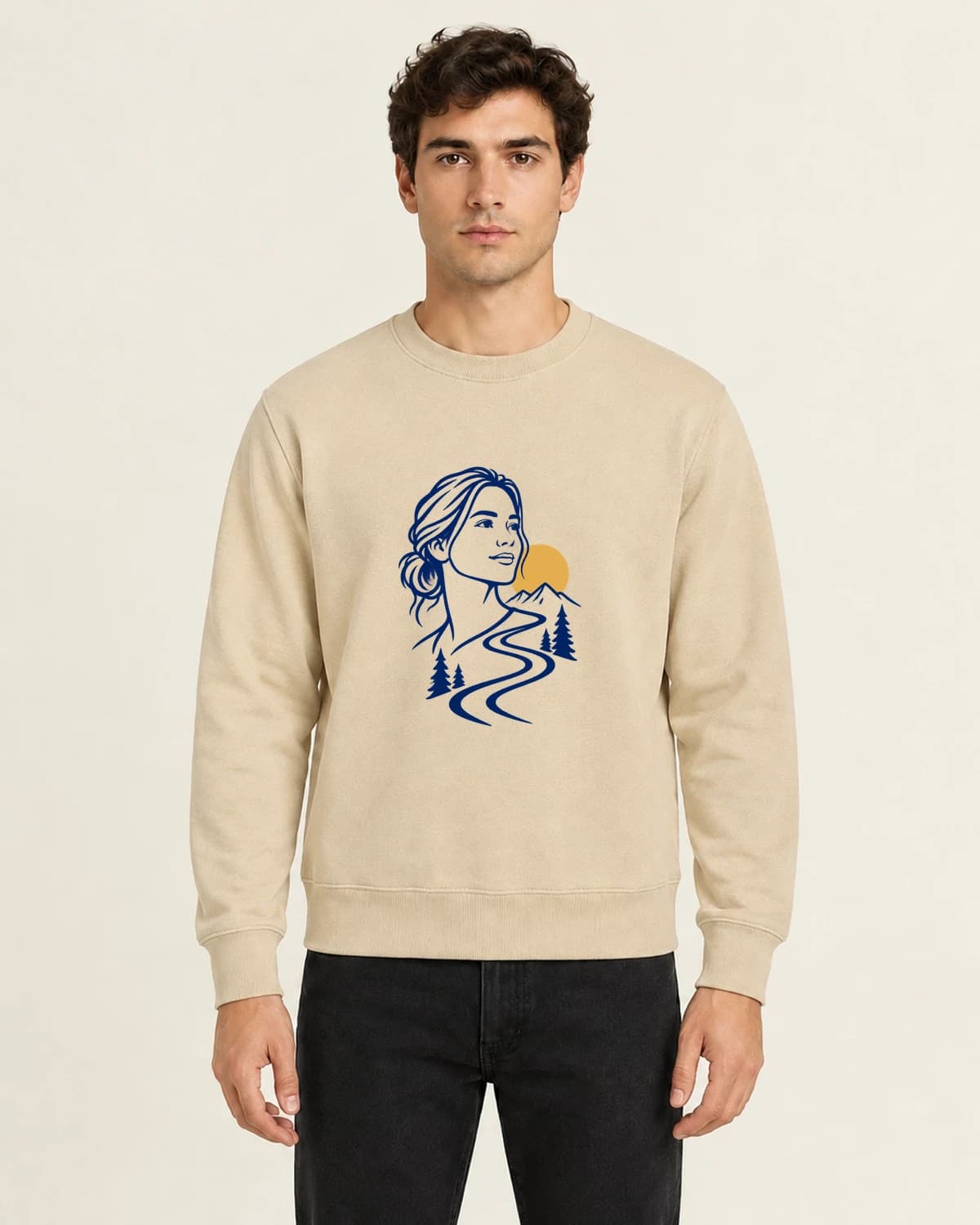 Trail Portrait Switchback, men's 260gsm Sand; illustrative styling