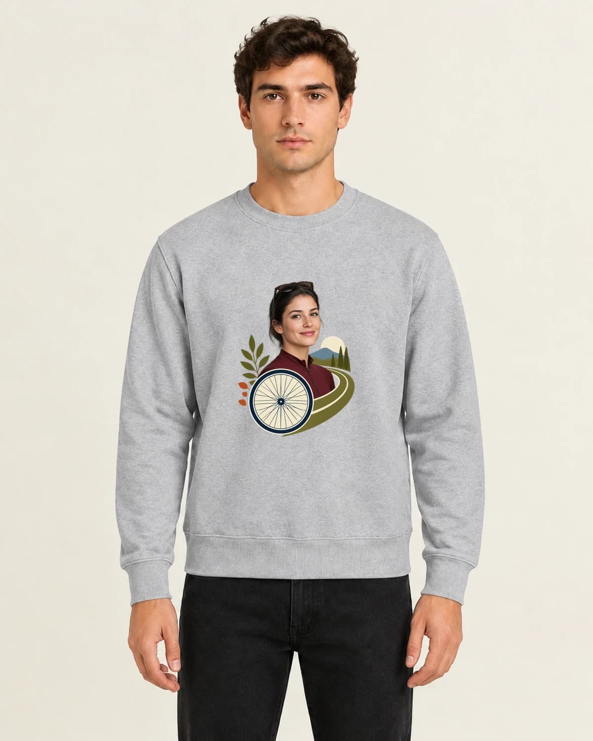 Weekend Cyclist Portrait, men's 260gsm Gray; illustrative styling