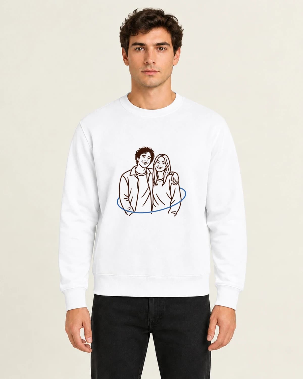 Two Friends Ink Link, men's 260gsm White; illustrative styling