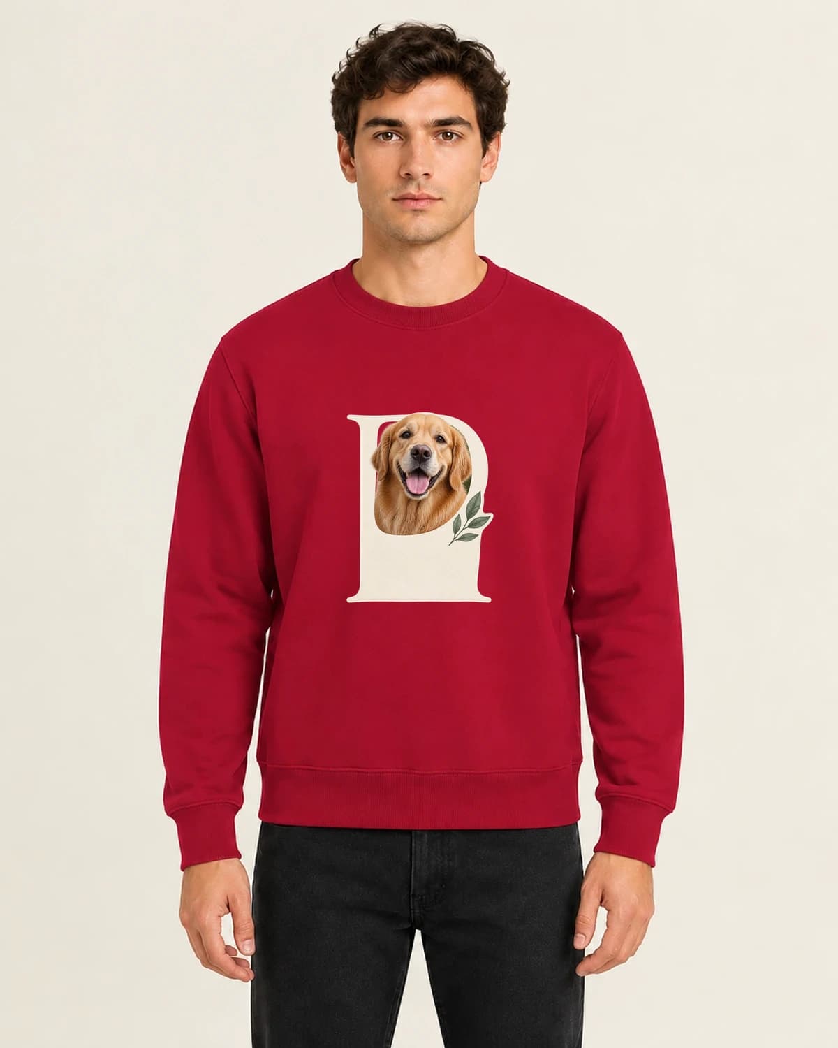 Dog Keepsake Photo Letter, men's 260gsm Red; illustrative styling