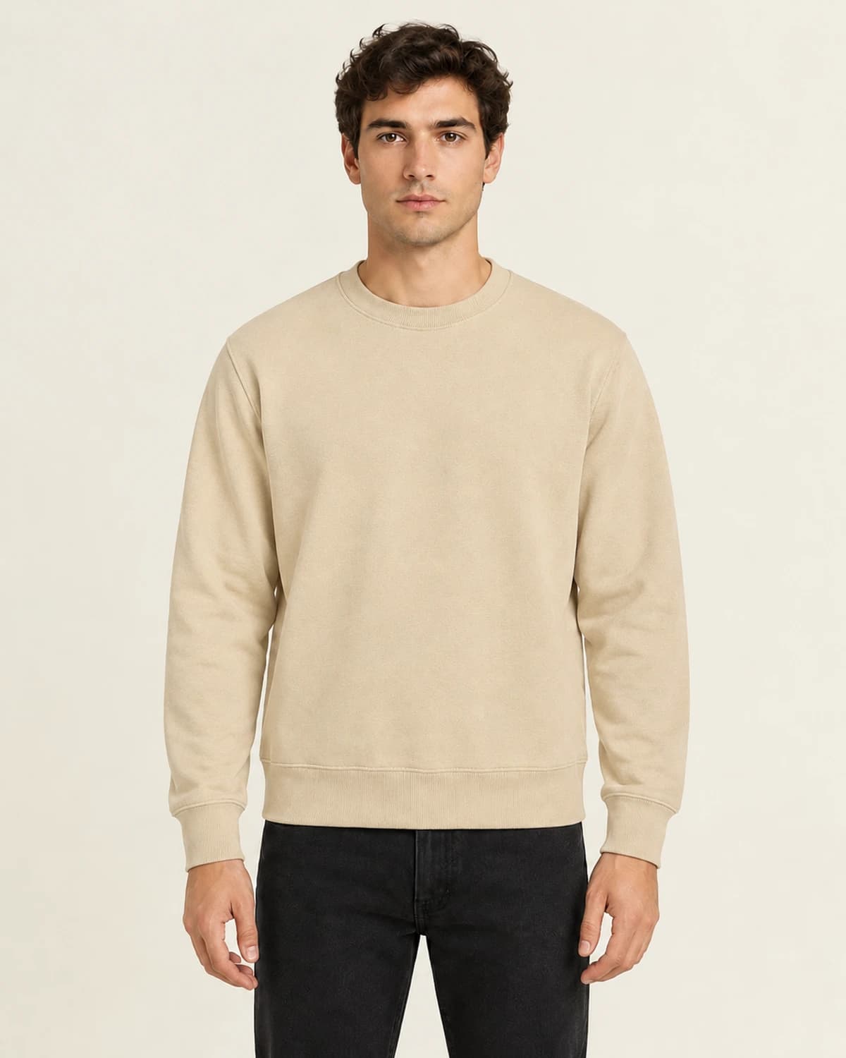 Men's 260gsm crewneck; illustrative styling