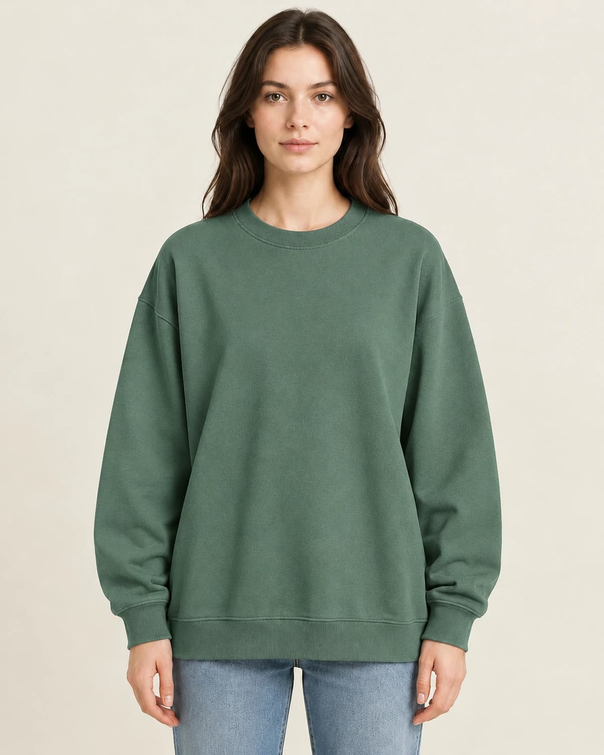 Women's 220gsm crewneck; illustrative styling
