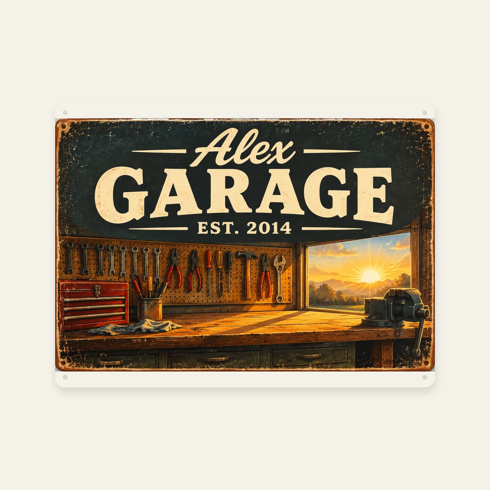 Custom 16 × 12 in Large landscape Tin Sign - View 1