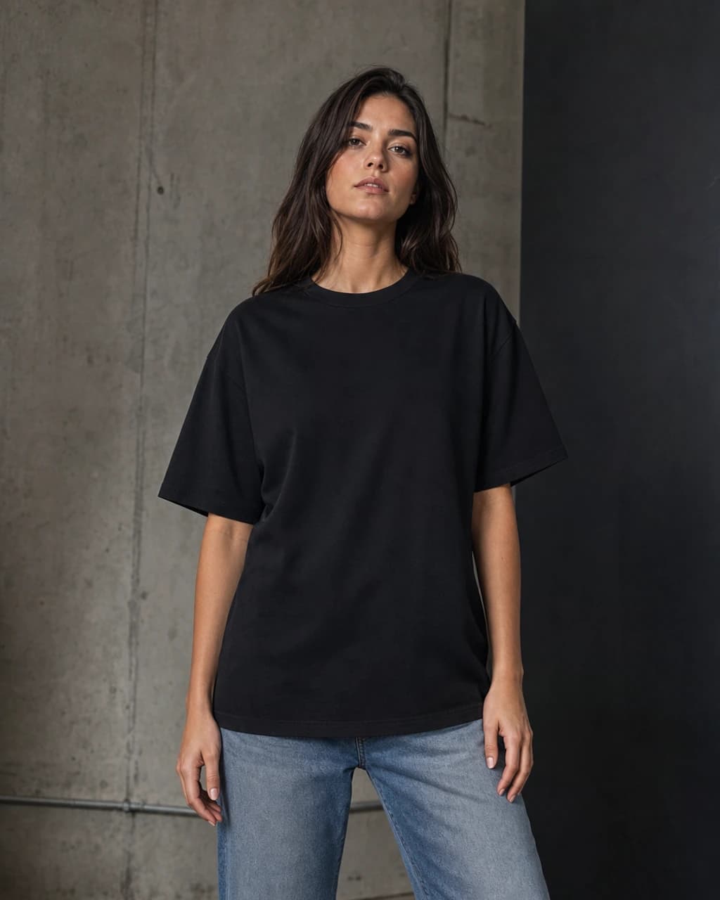 Model wearing Premium Custom Heavyweight Cotton T-Shirt